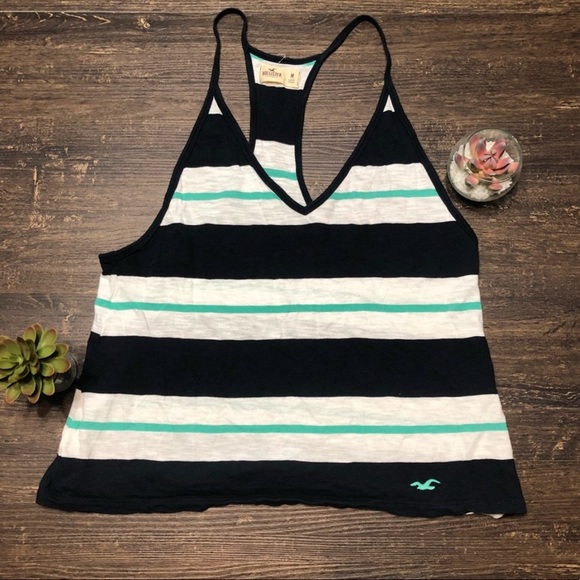 Hollister striped Navy & White Tank Size Medium - Picture 1 of 4